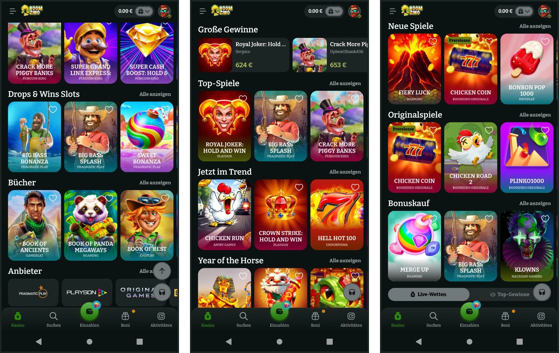 Entdecke die vollständige Slot-Sammlung bei Boomzino Casino