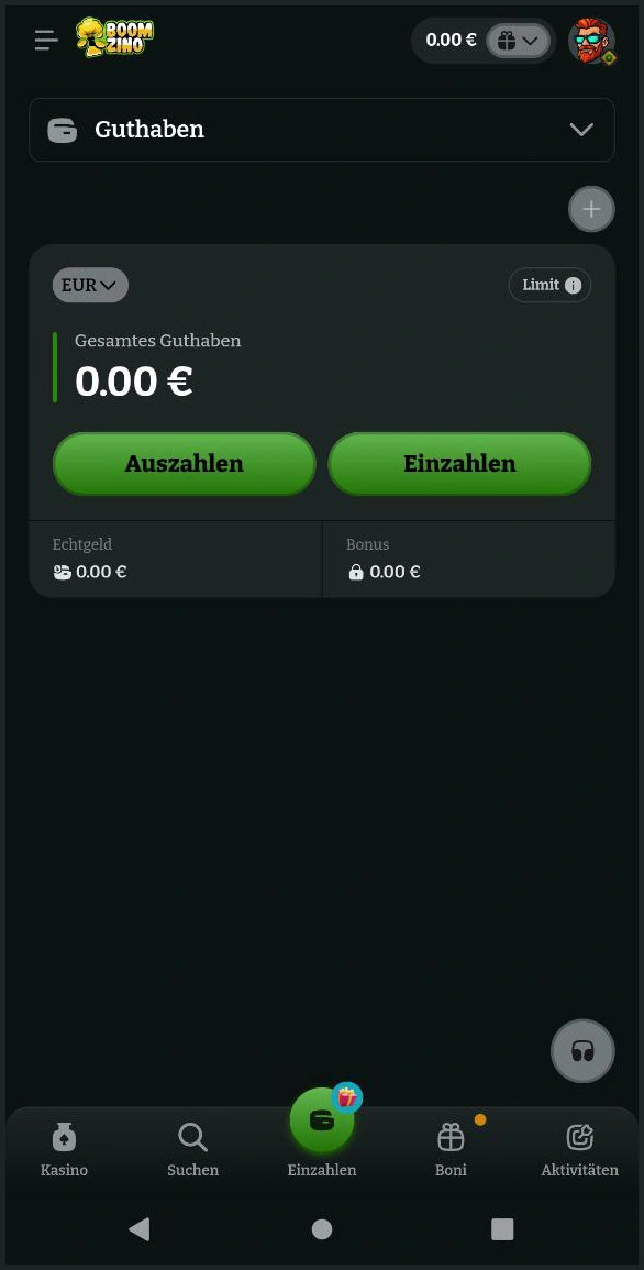 Übersicht der Ein- und Auszahlungsmöglichkeiten im Boomzino Casino