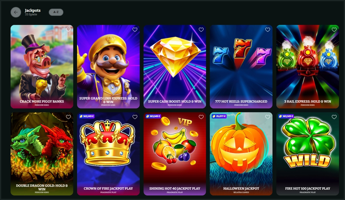 Große Gewinne mit Jackpot-Slots bei Boomzino Casino