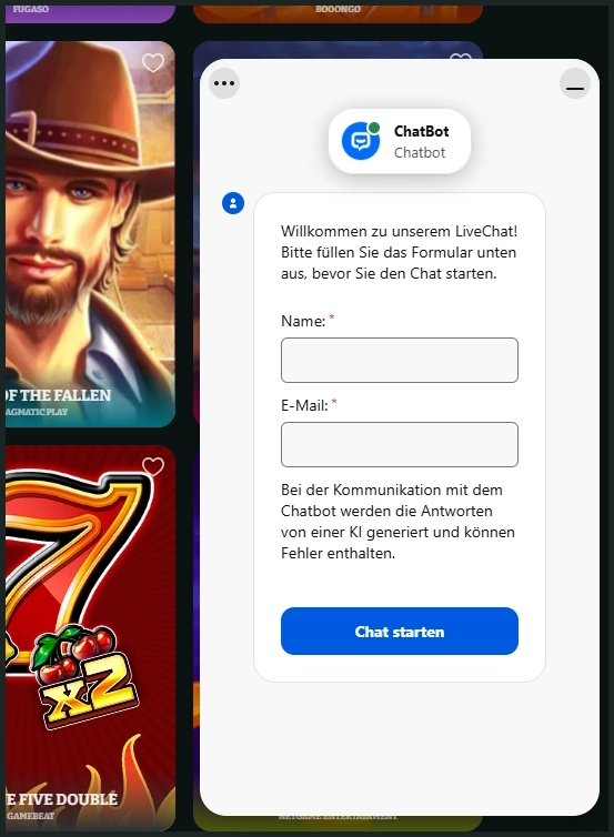 Kundenservice und Chat-Funktion bei Boomzino Casino
